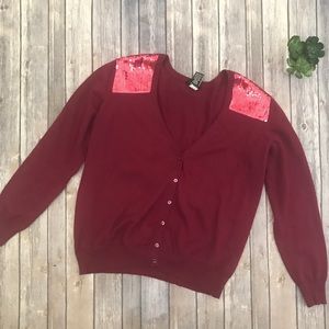 Maroon sequined cardigan